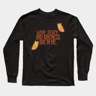 Brown Yellow Pink Illustrative Bright Peaceful Awareness Quotes Psychedelic Long Sleeve T-Shirt